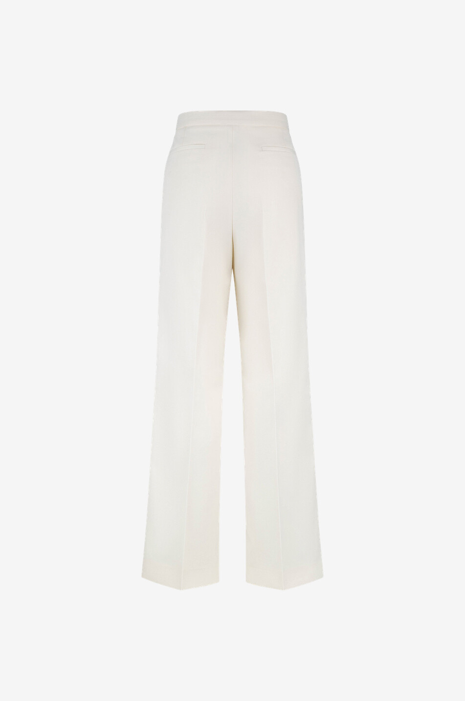 MONCLER Pantalon large taille haute en gabardine de laine Femme BLANC 2