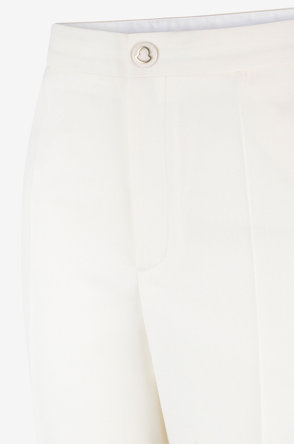 MONCLER Pantalon large taille haute en gabardine de laine Femme BLANC 3