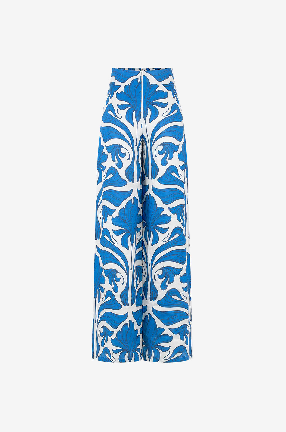 Pantalon large taille haute en lin imprimé Agua Clara