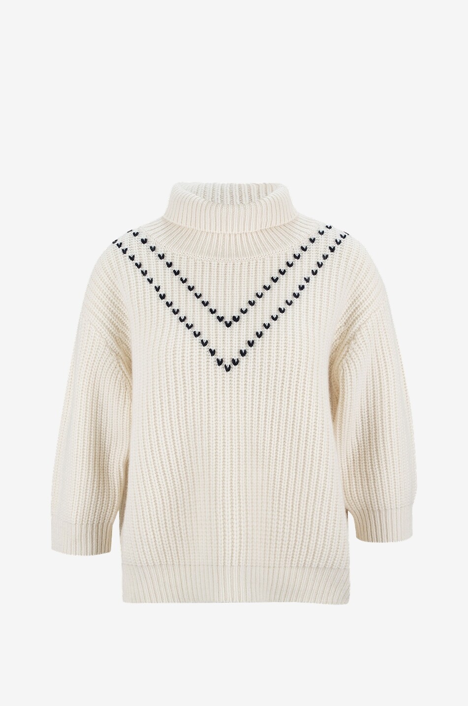 Bestickter Pullover mit Stehkragen aus Kaschmir Henny