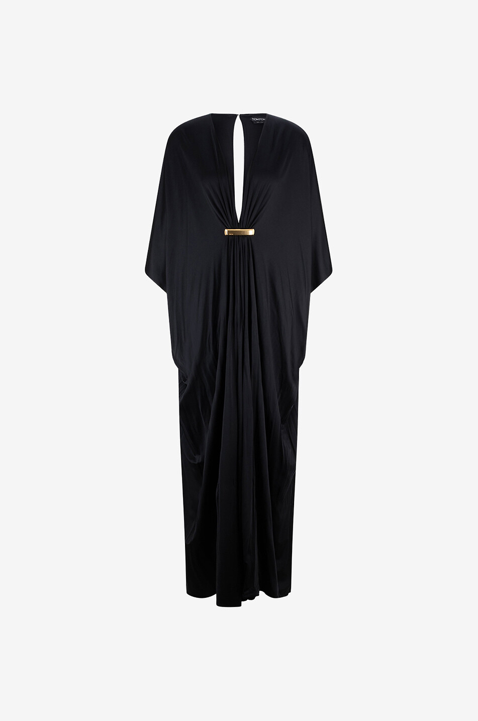 TOM FORD Satin jersey V-neck long caftan dress Women BLACK 1