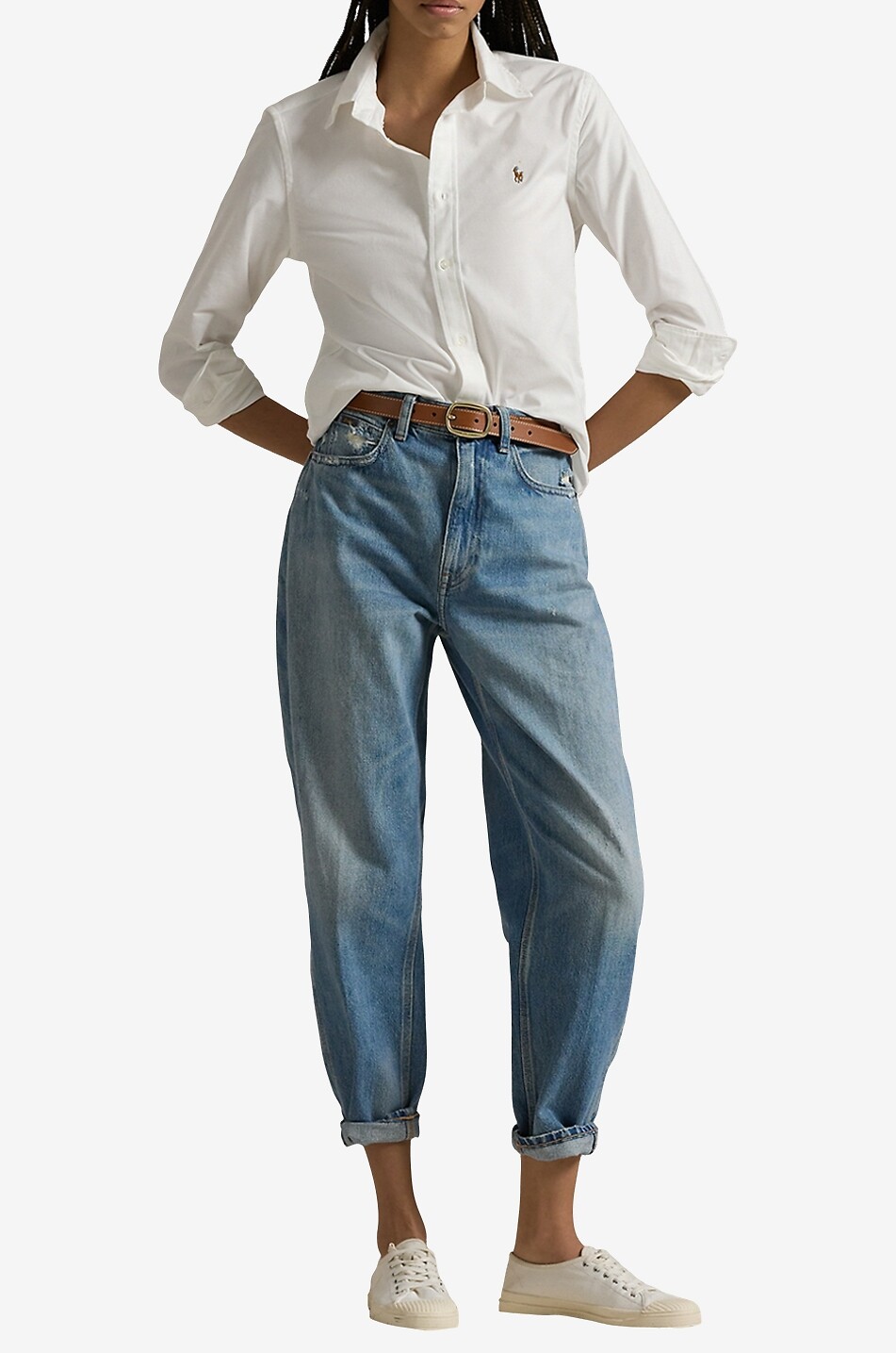 POLO RALPH LAUREN Pony Slim Fit cotton stretch shirt Women WHITE 4