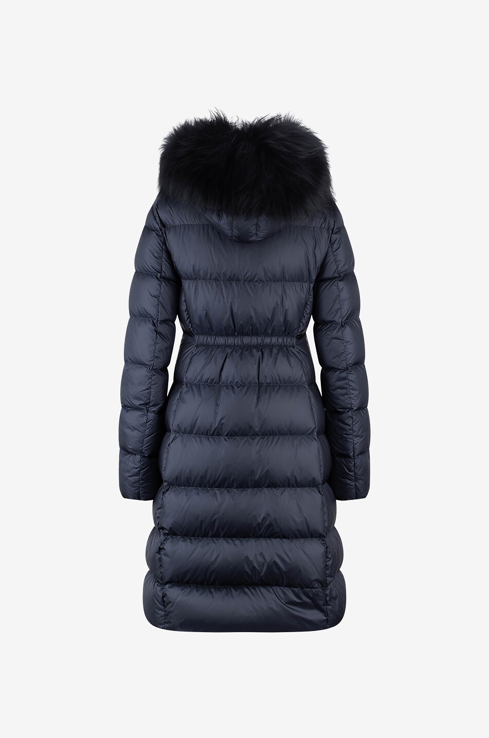 Boedic long cinched down jacket with shearling