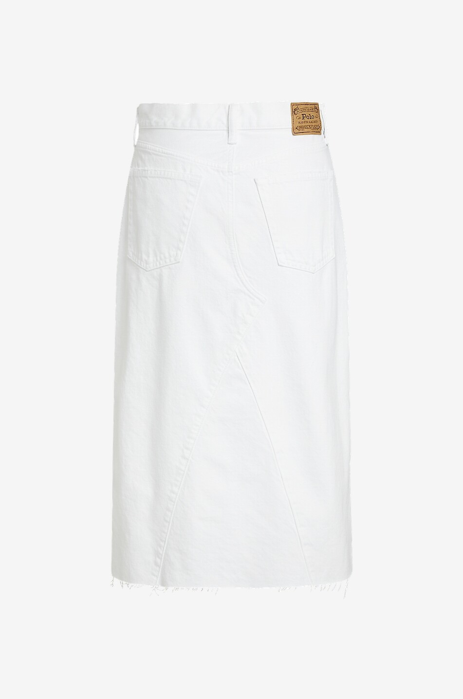 Frayed denim midi skirt