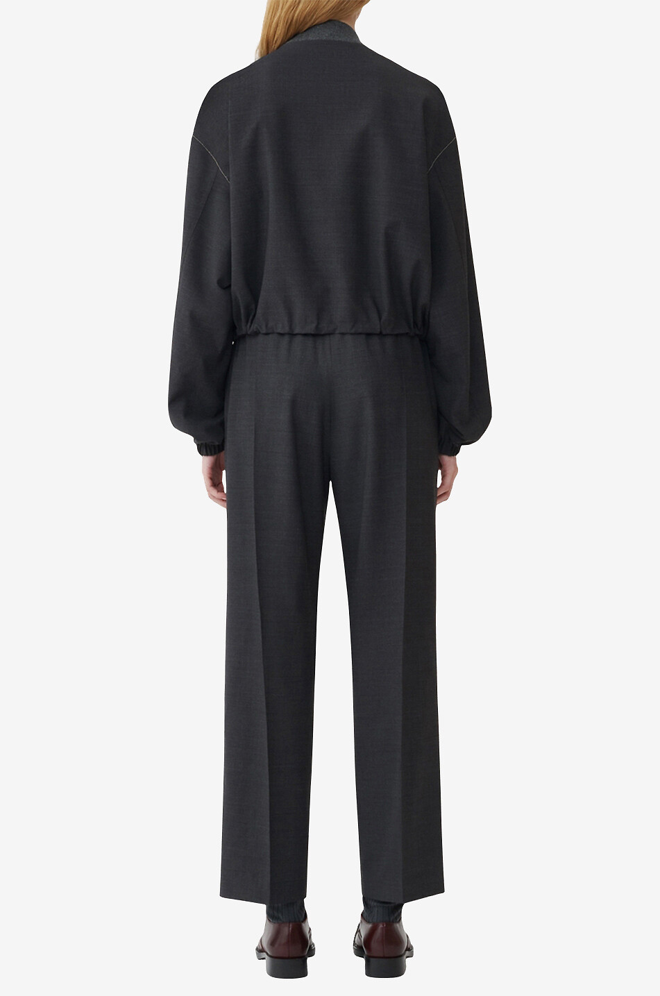 Leichte kurze Wollmix-Bomberjacke mit Perlen