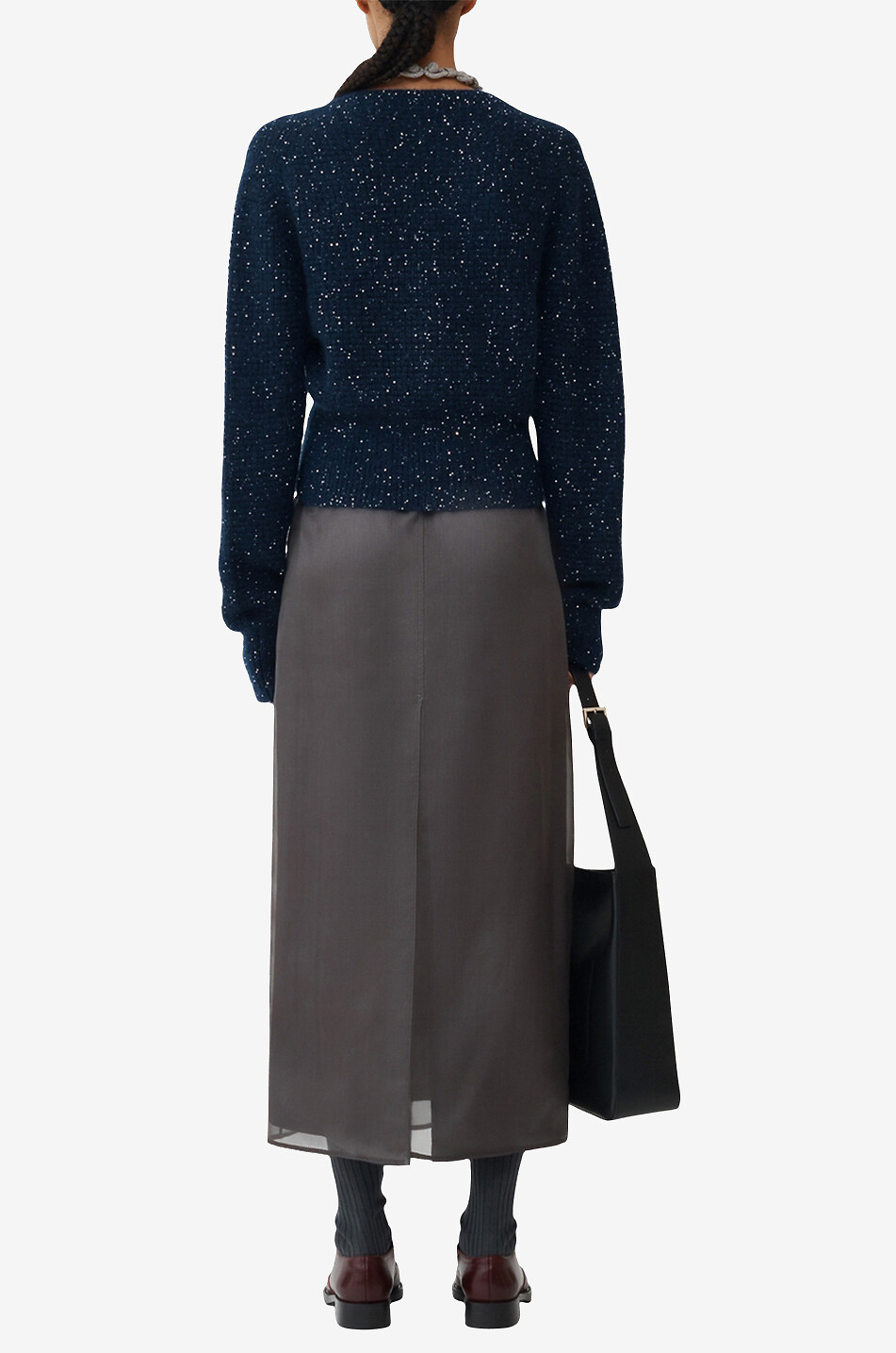 FABIANA FILIPPI Sequin-adorned button-down mohair cardigan Women DARK BLUE 4