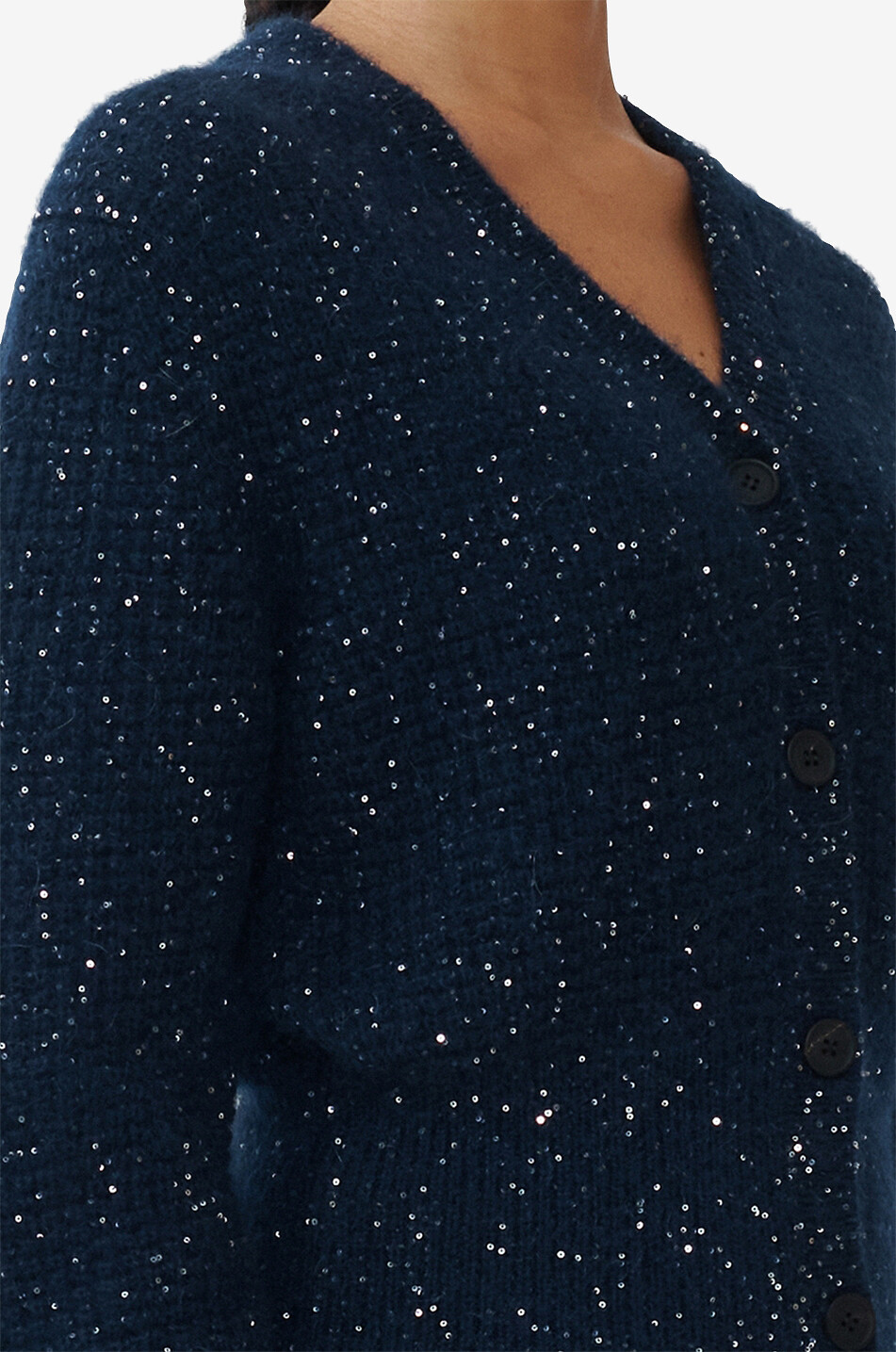 FABIANA FILIPPI Sequin-adorned button-down mohair cardigan Women DARK BLUE 5