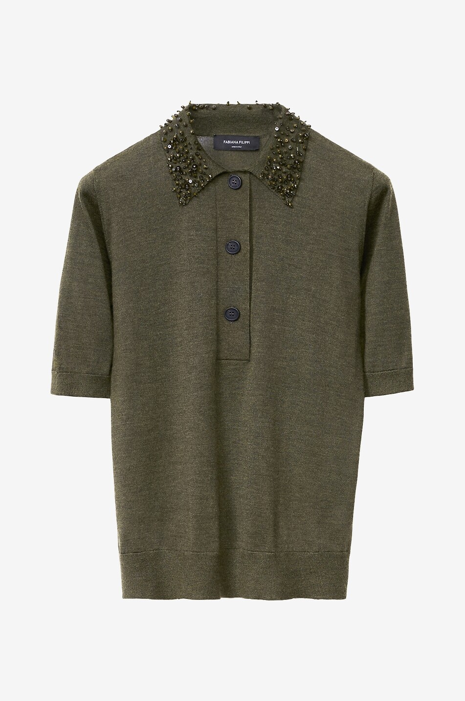 Polo en maille de cachemire et soie à broderie Galaxie