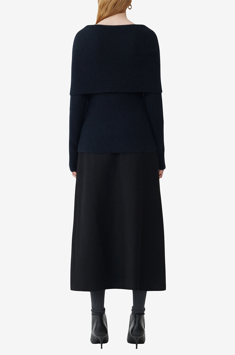 FABIANA FILIPPI Pull côtelé en mohair mélangé à col roulé large Femme BLEU FONCE 5
