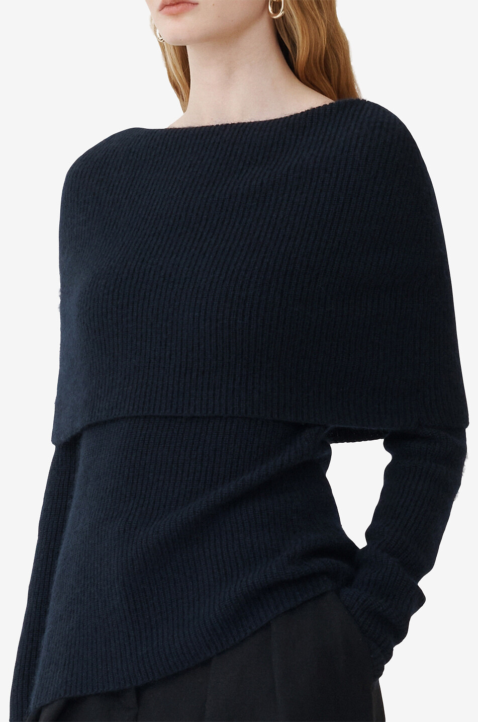 FABIANA FILIPPI Pull côtelé en mohair mélangé à col roulé large Femme BLEU FONCE 6