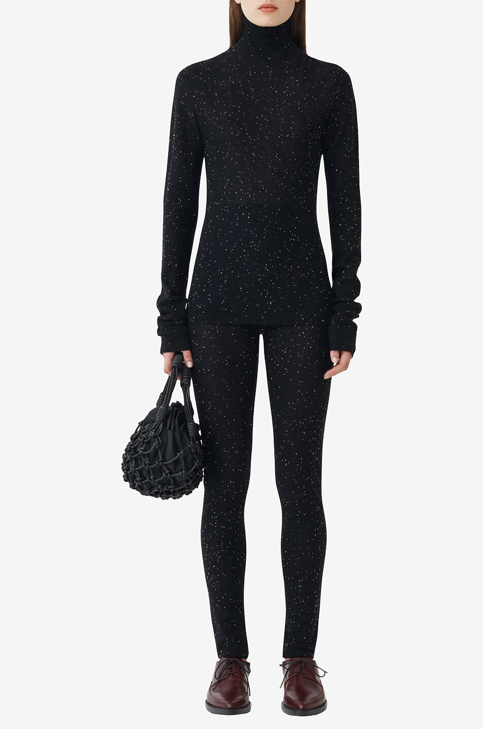 FABIANA FILIPPI Pull fin à col roulé en laine à sequins Femme NOIR 3