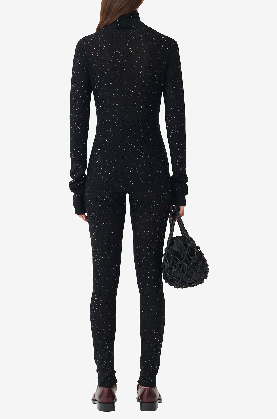 FABIANA FILIPPI Pull fin à col roulé en laine à sequins Femme NOIR 4