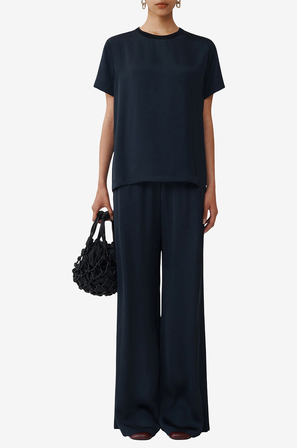 FABIANA FILIPPI T-Shirt aus Satin und Strick Damen DUNKELBLAU 3