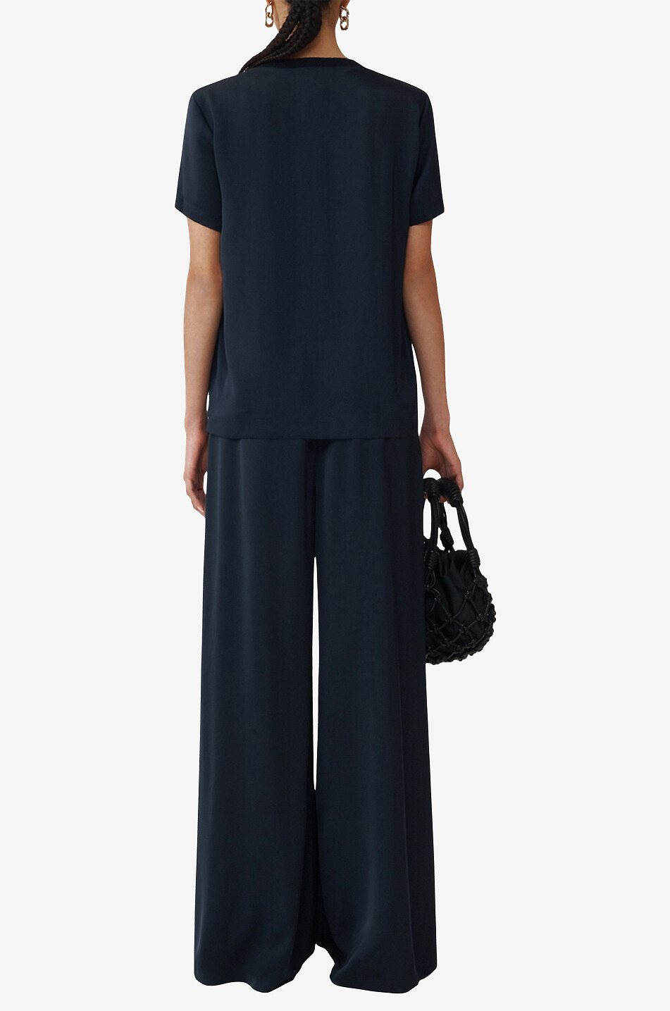FABIANA FILIPPI T-Shirt aus Satin und Strick Damen DUNKELBLAU 4