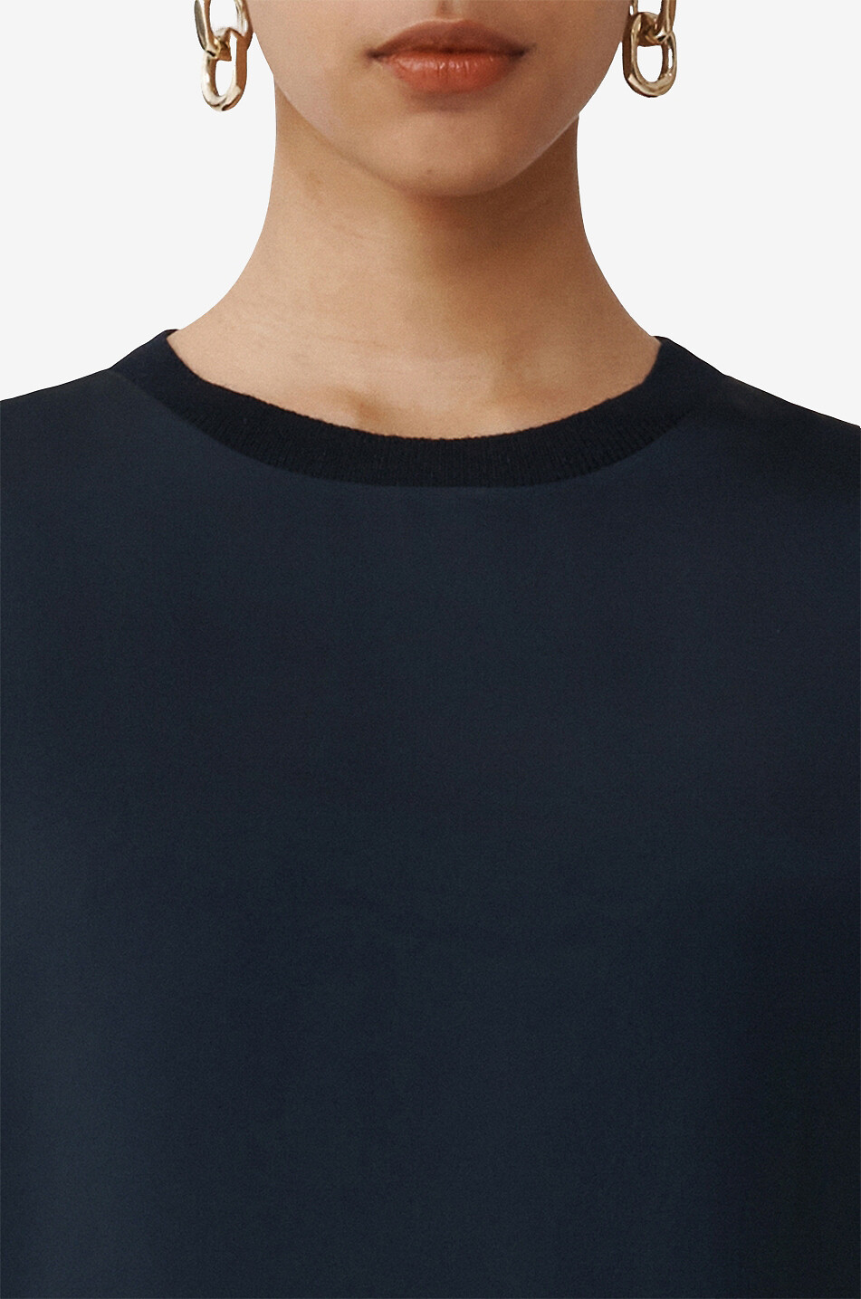 FABIANA FILIPPI T-Shirt aus Satin und Strick Damen DUNKELBLAU 6