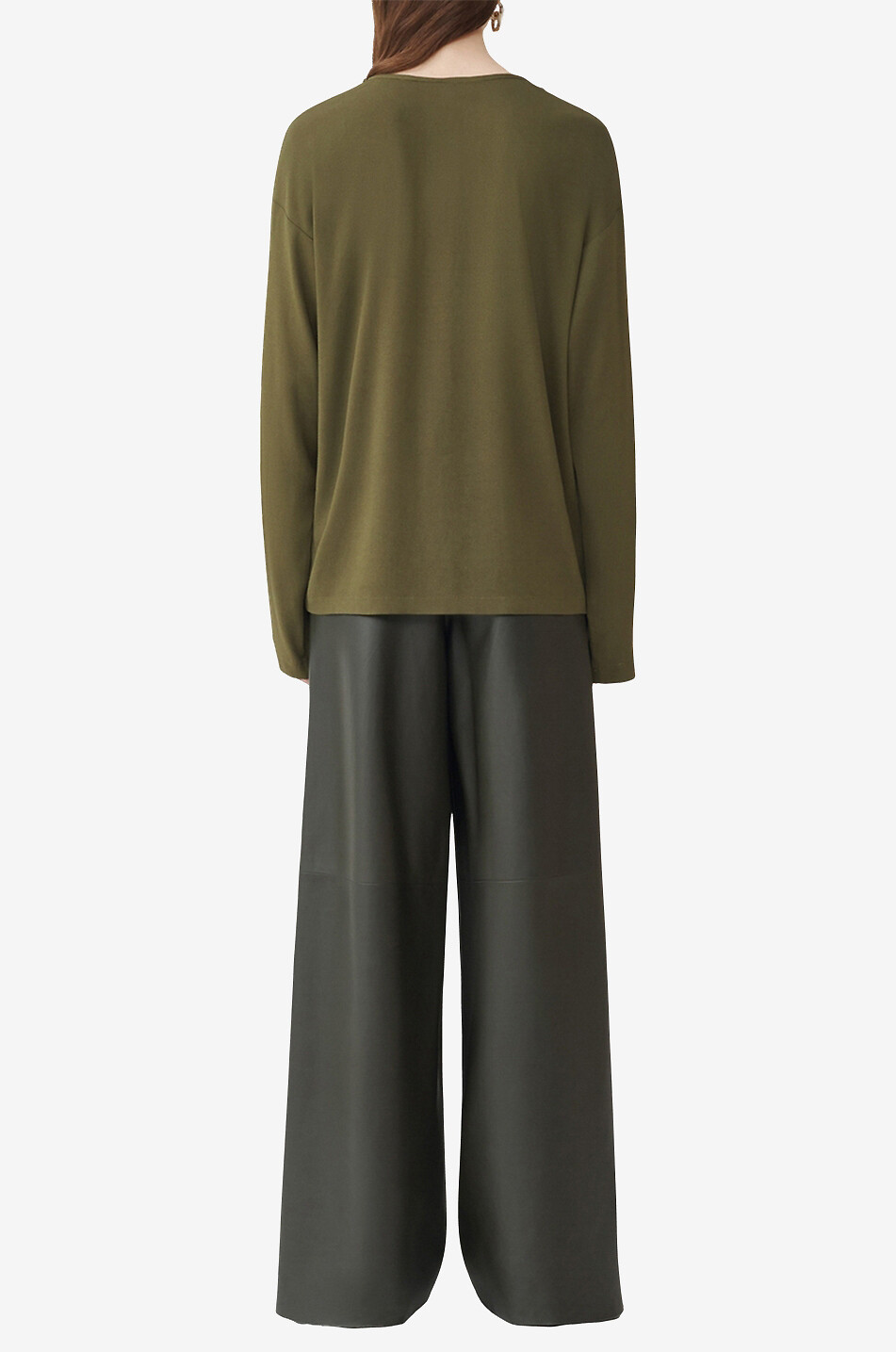 FABIANA FILIPPI Top fluide en crêpe orné de perles de verre Femme KAKI FONCÉ 5