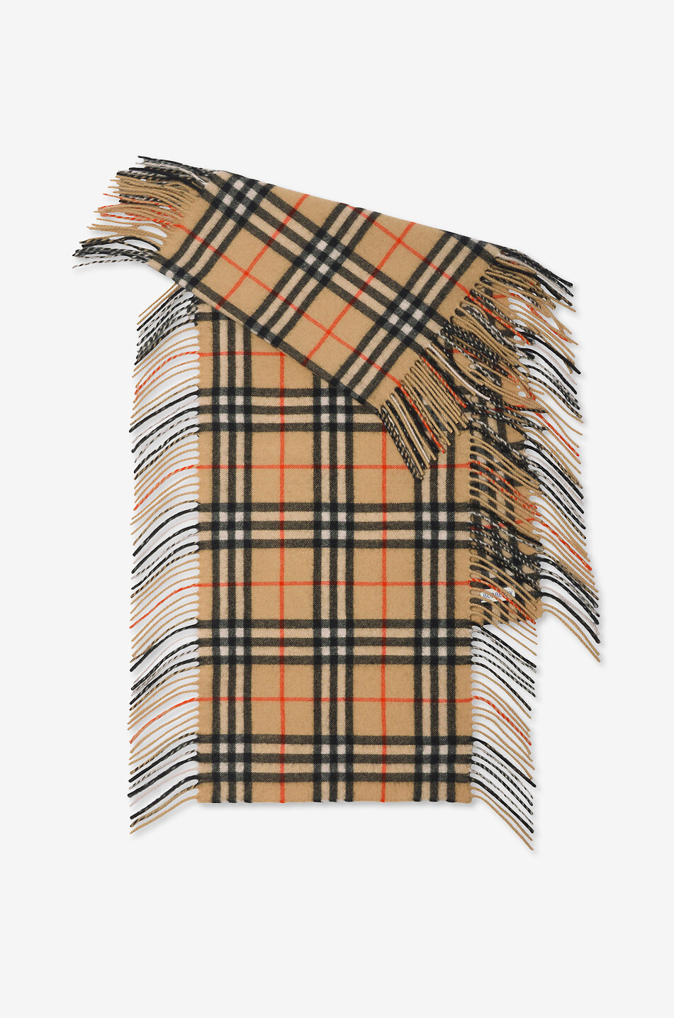 Happy Sable Check fringe trimmed checked cashmere scarf BURBERRY Bongenie