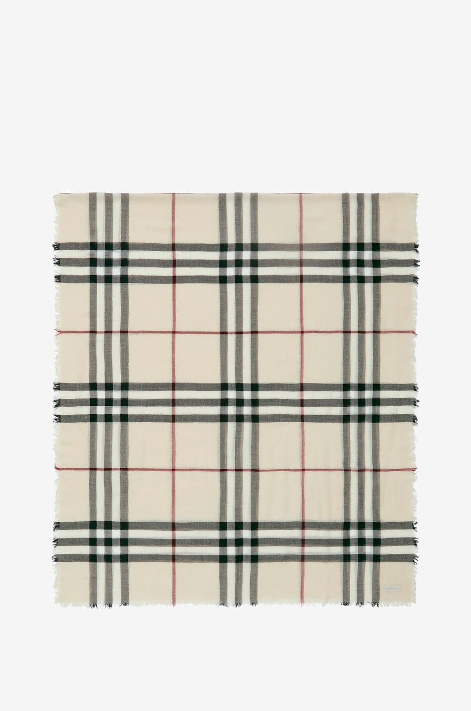 BURBERRY Giant Check Stone fine woven wool scarf Women BEIGE 3