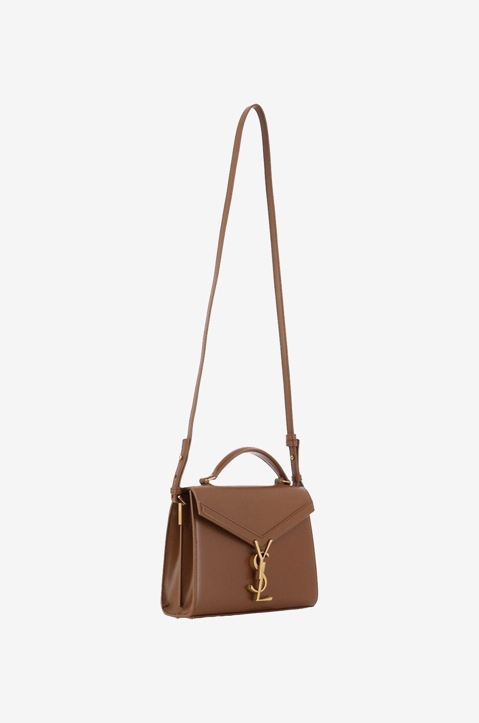 SAINT LAURENT PARIS Cassandra Mini smooth leather handbag Women BROWN 5