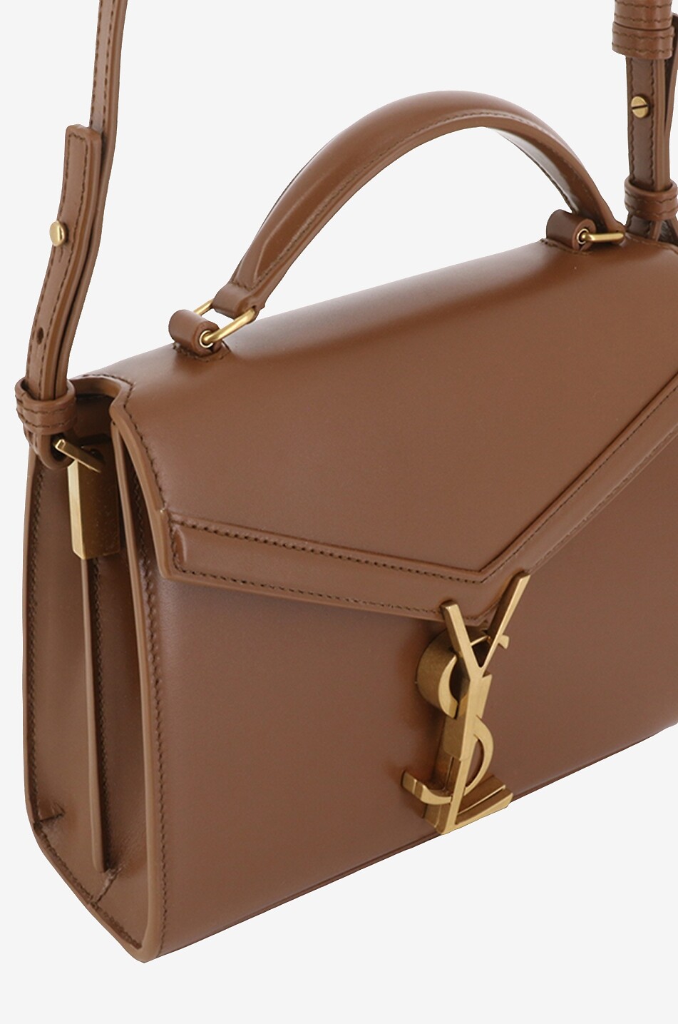 SAINT LAURENT PARIS Cassandra Mini smooth leather handbag Women BROWN 6