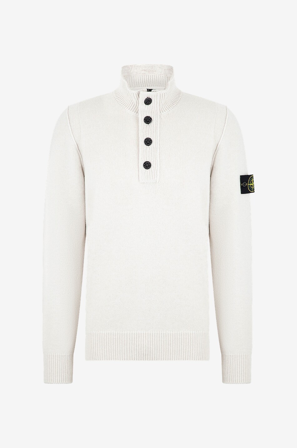 540A3 wool jumper with buttoned stand-up collar
