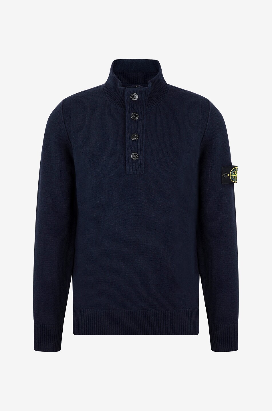 540A3 wool jumper with buttoned stand-up collar