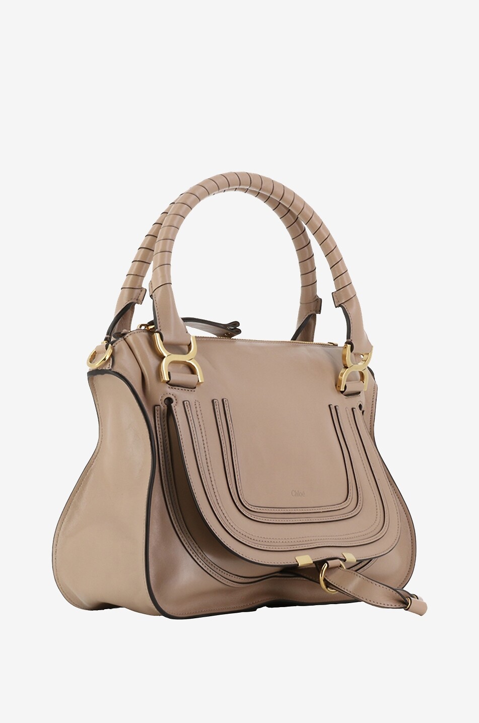 CHLOE Sac à main et porté épaule en cuir brillant Marcie Femme BEIGE 2