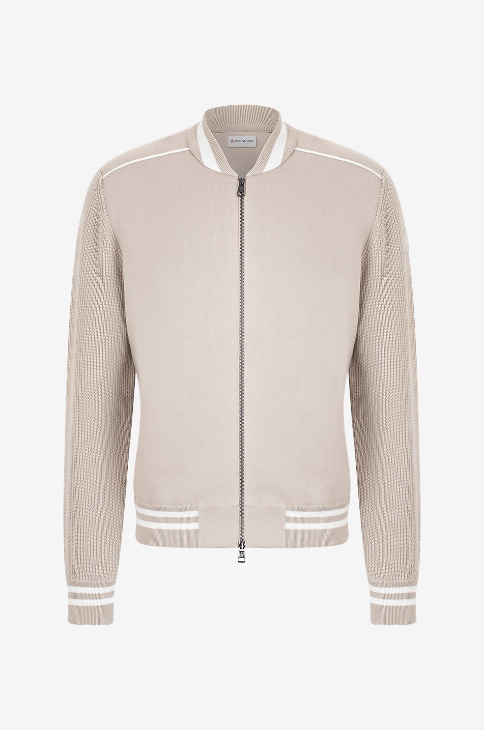 MONCLER Cardigan esprit veste universitaire en coton à parties doudoune Homme BEIGE 1