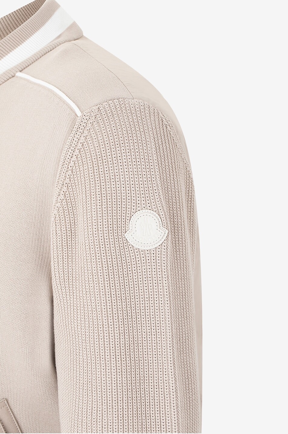 MONCLER Cardigan esprit veste universitaire en coton à parties doudoune Homme BEIGE 3