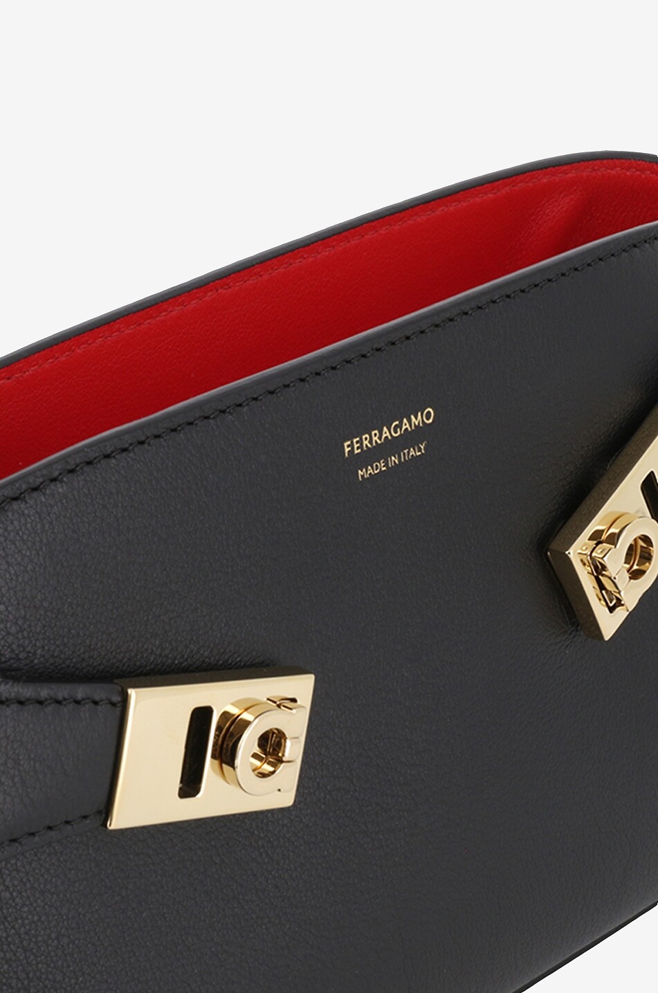 SALVATORE FERRAGAMO Hug bicolour smooth leather mini cross body bag Women BLACK 5