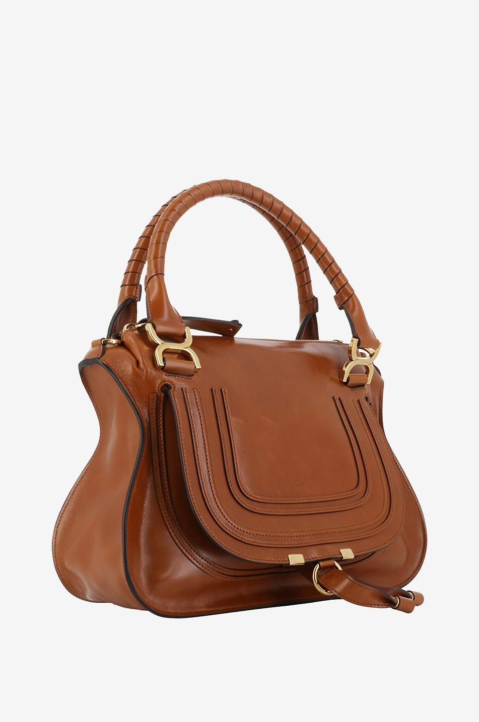 CHLOE Sac à main et porté épaule en cuir brillant Marcie Femme MARRON 2