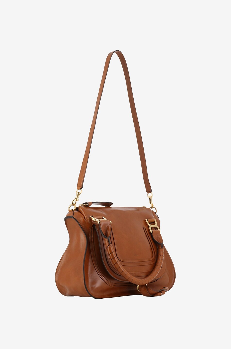 CHLOE Sac à main et porté épaule en cuir brillant Marcie Femme MARRON 5