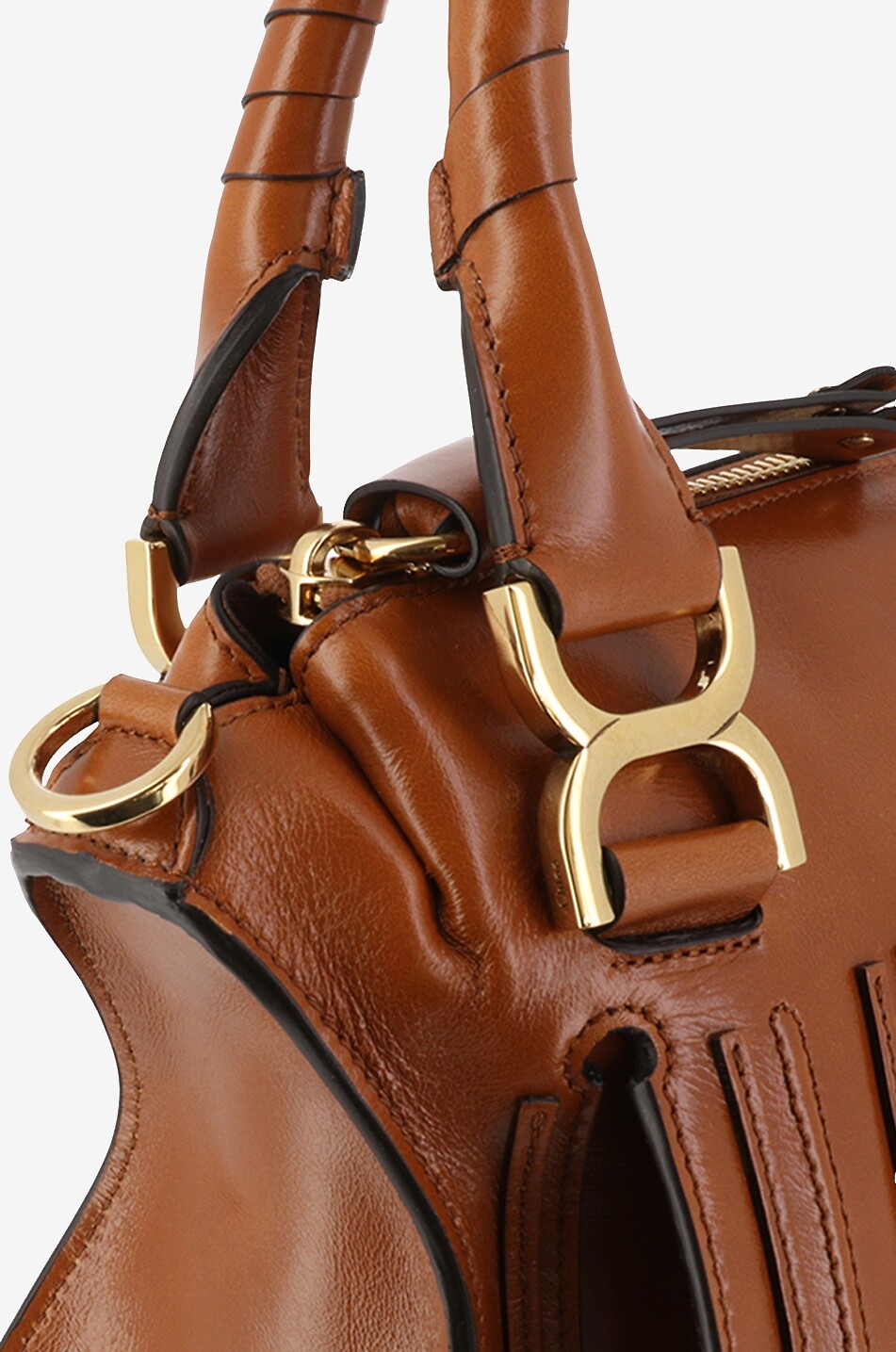 CHLOE Sac à main et porté épaule en cuir brillant Marcie Femme MARRON 6