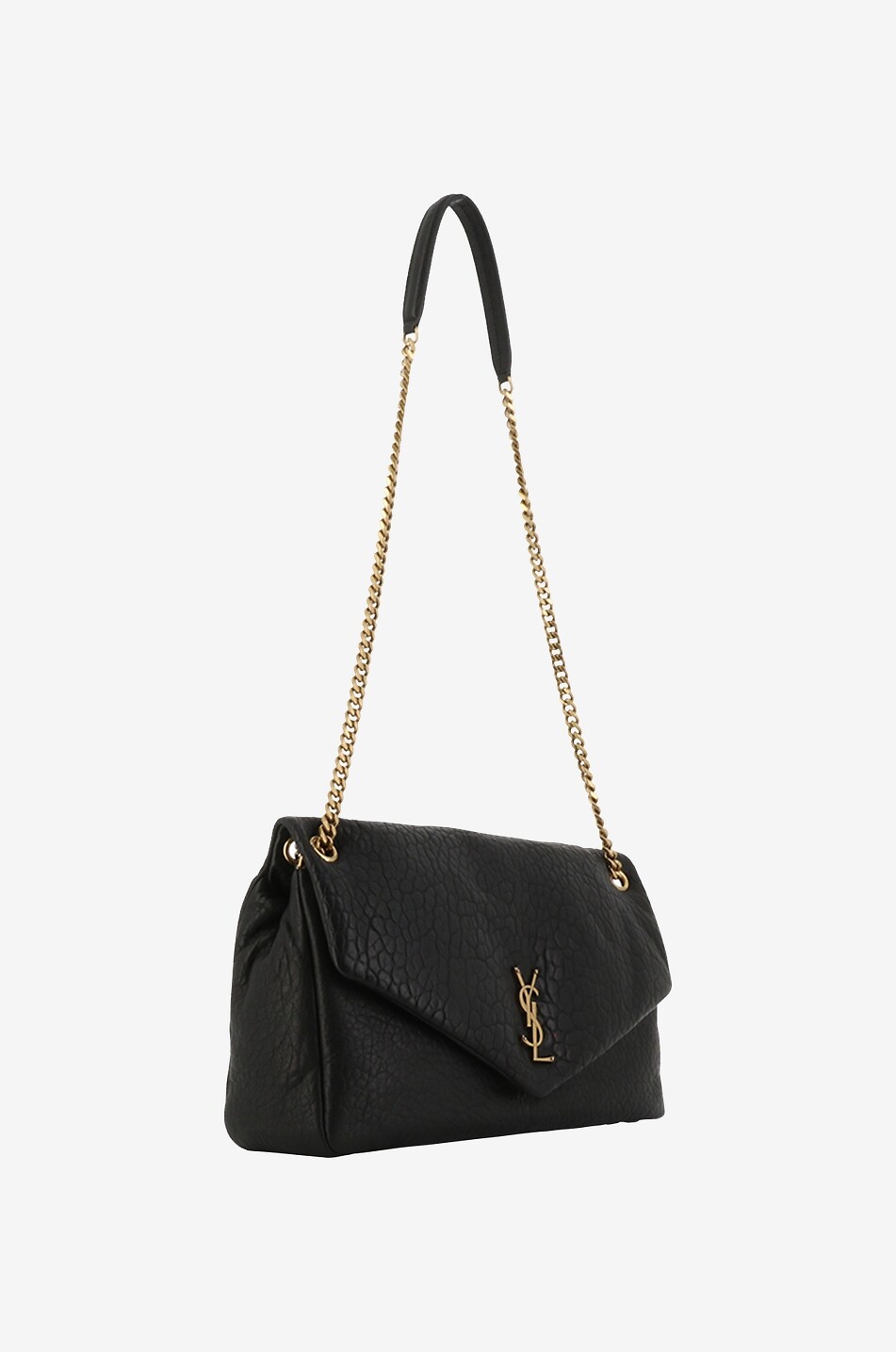 SAINT LAURENT PARIS Schultertasche aus genarbtem Lammleder Calypso Large Damen SCHWARZ 5