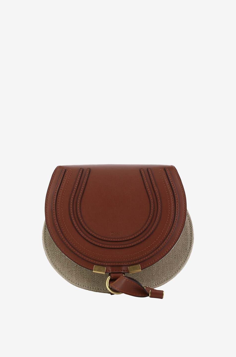 Schultertasche aus Leinen und Glattleder Marcie Small