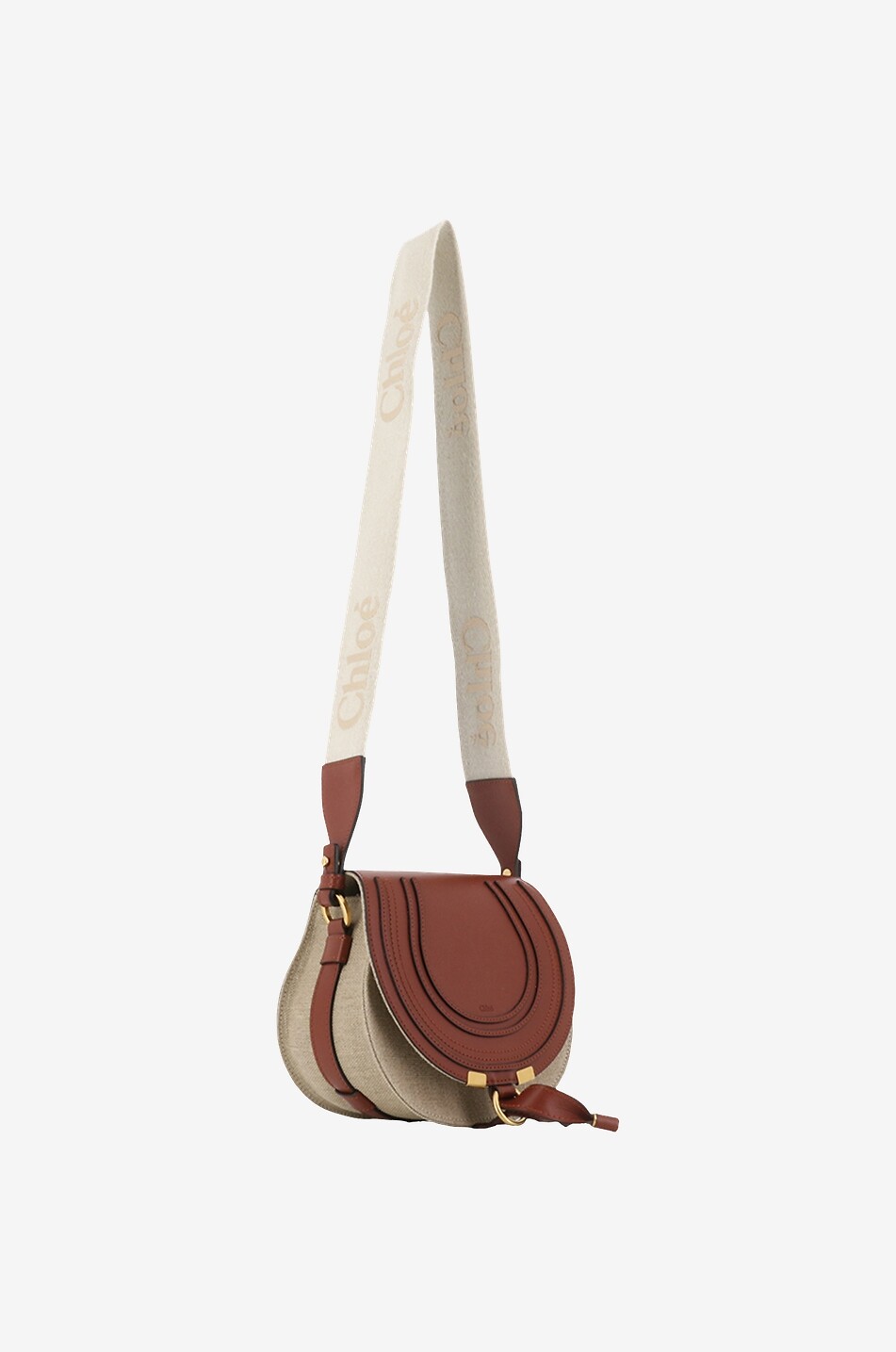 Sac porté épaule en lin et cuir lisse Marcie Small