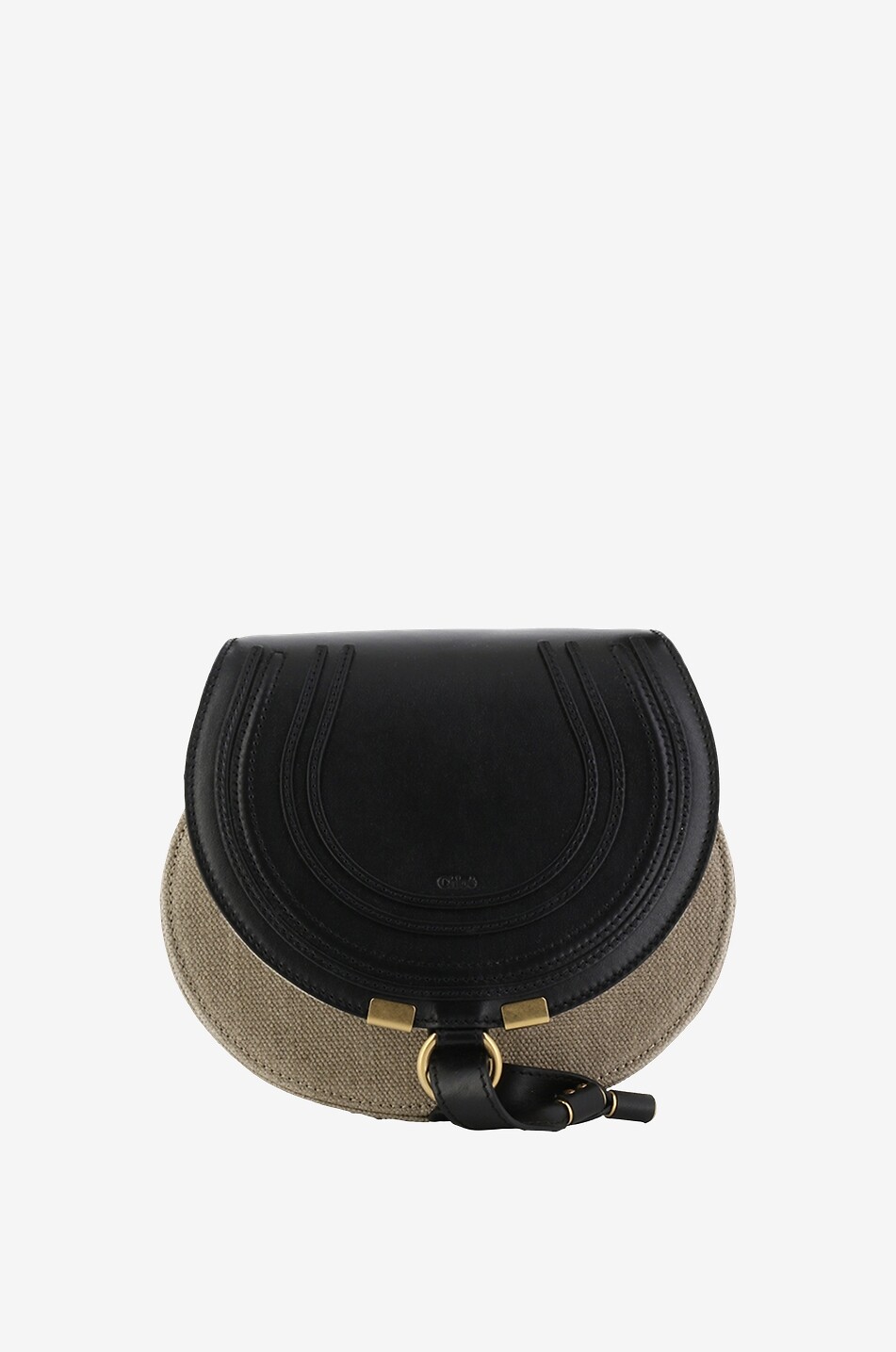 Sac porté épaule en lin et cuir lisse Marcie Small