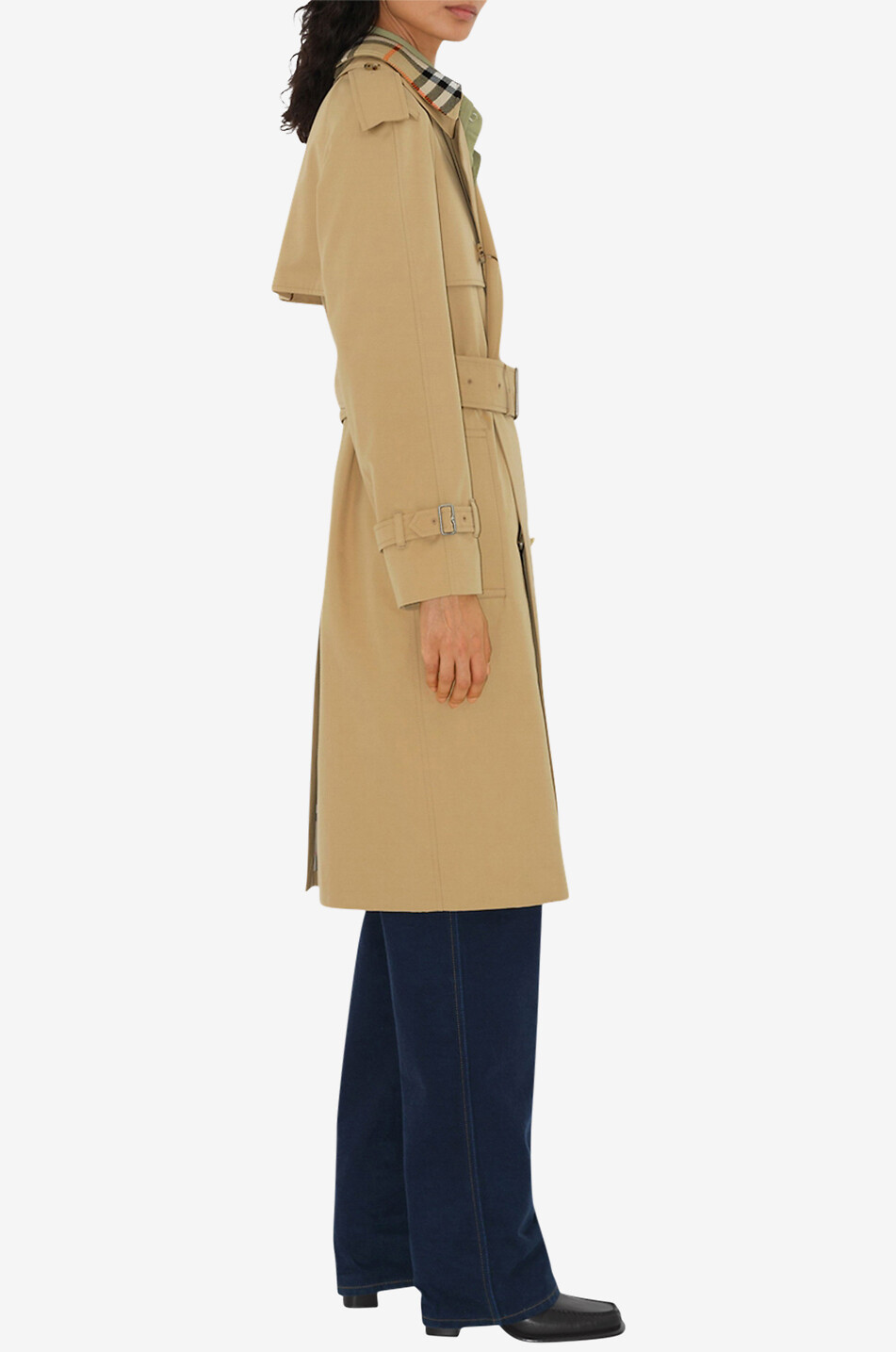 BURBERRY Langer Baumwollgabardine-Trenchcoat mit abnehmbarem Check-Kragen Damen BEIGE 5