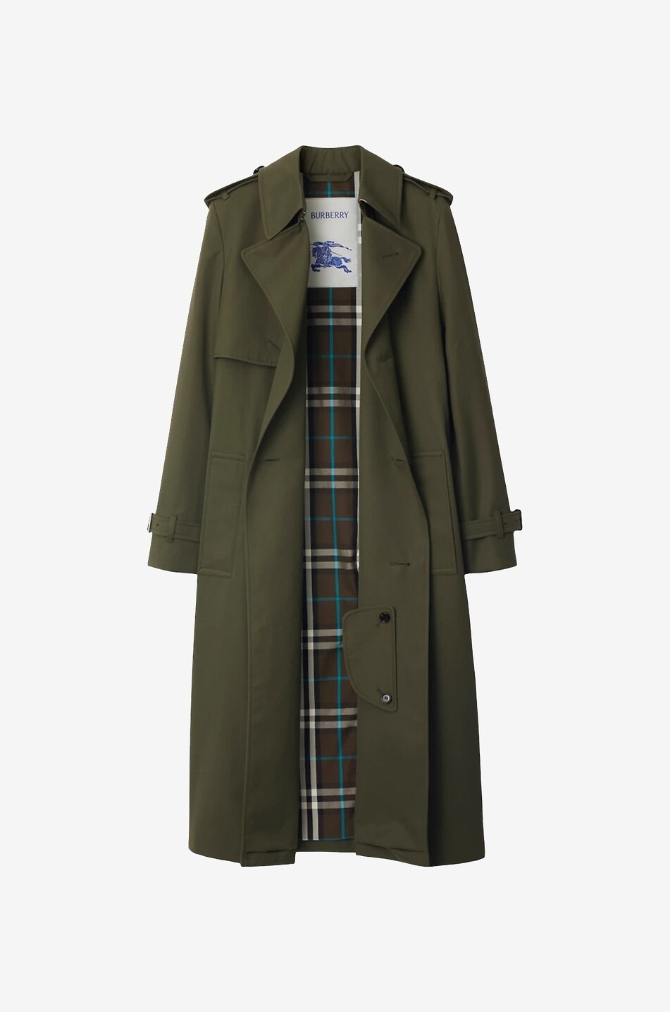 BURBERRY Langer Trenchcoat aus Baumwollmix-Gabardine Damen DUNKLES KHAKI 2