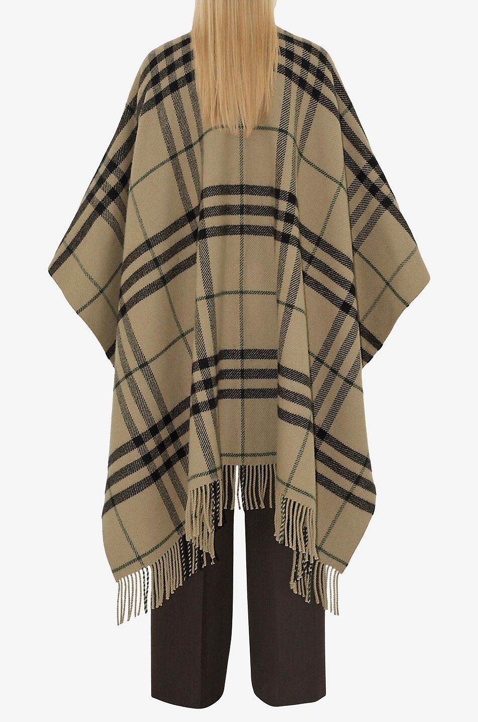 BURBERRY Cape aus Wolle und Kaschmir Check Damen HELLES KHAKI 4