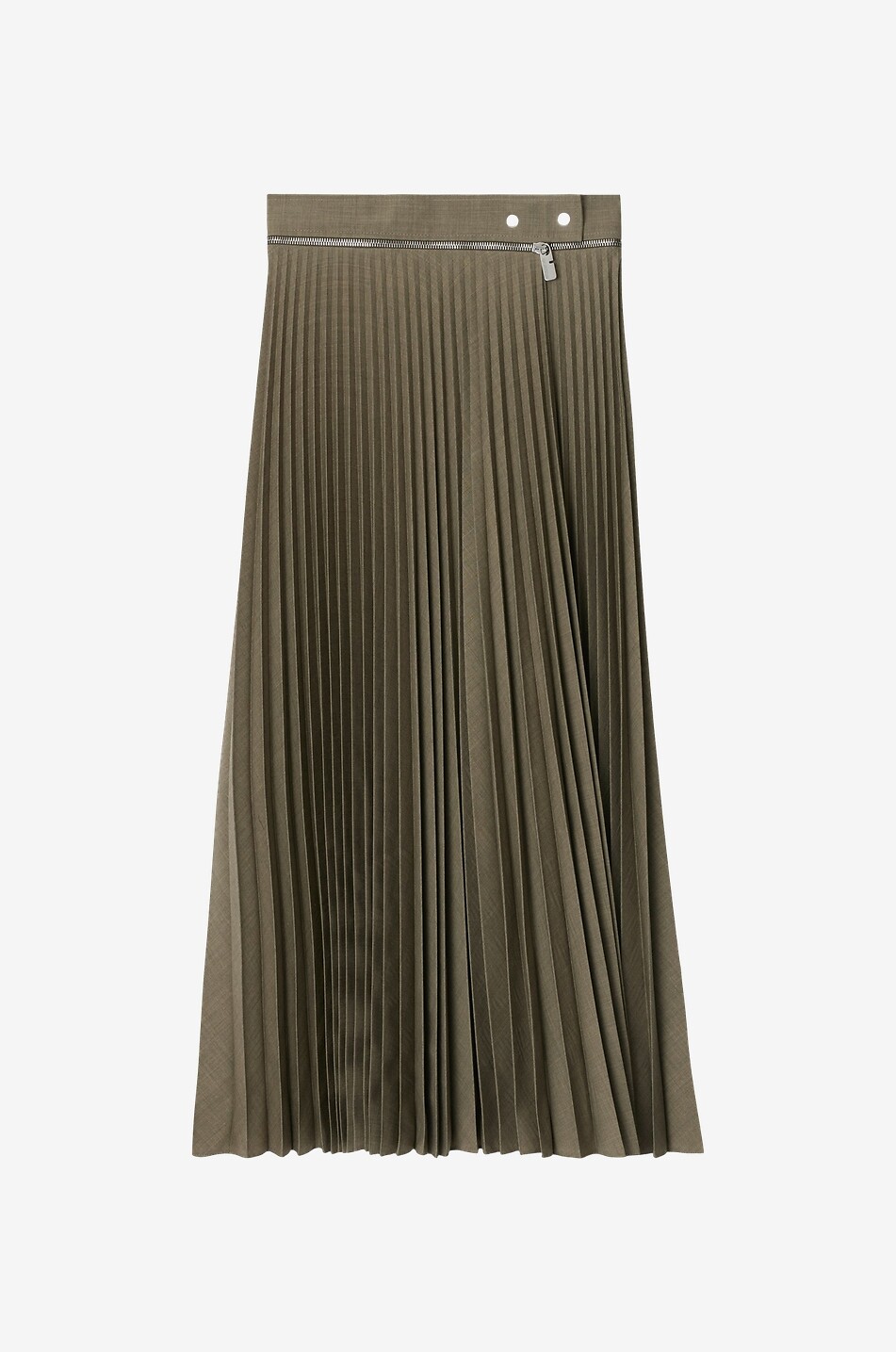 Zipped wrap pleated wool midi skirt BURBERRY Bongenie