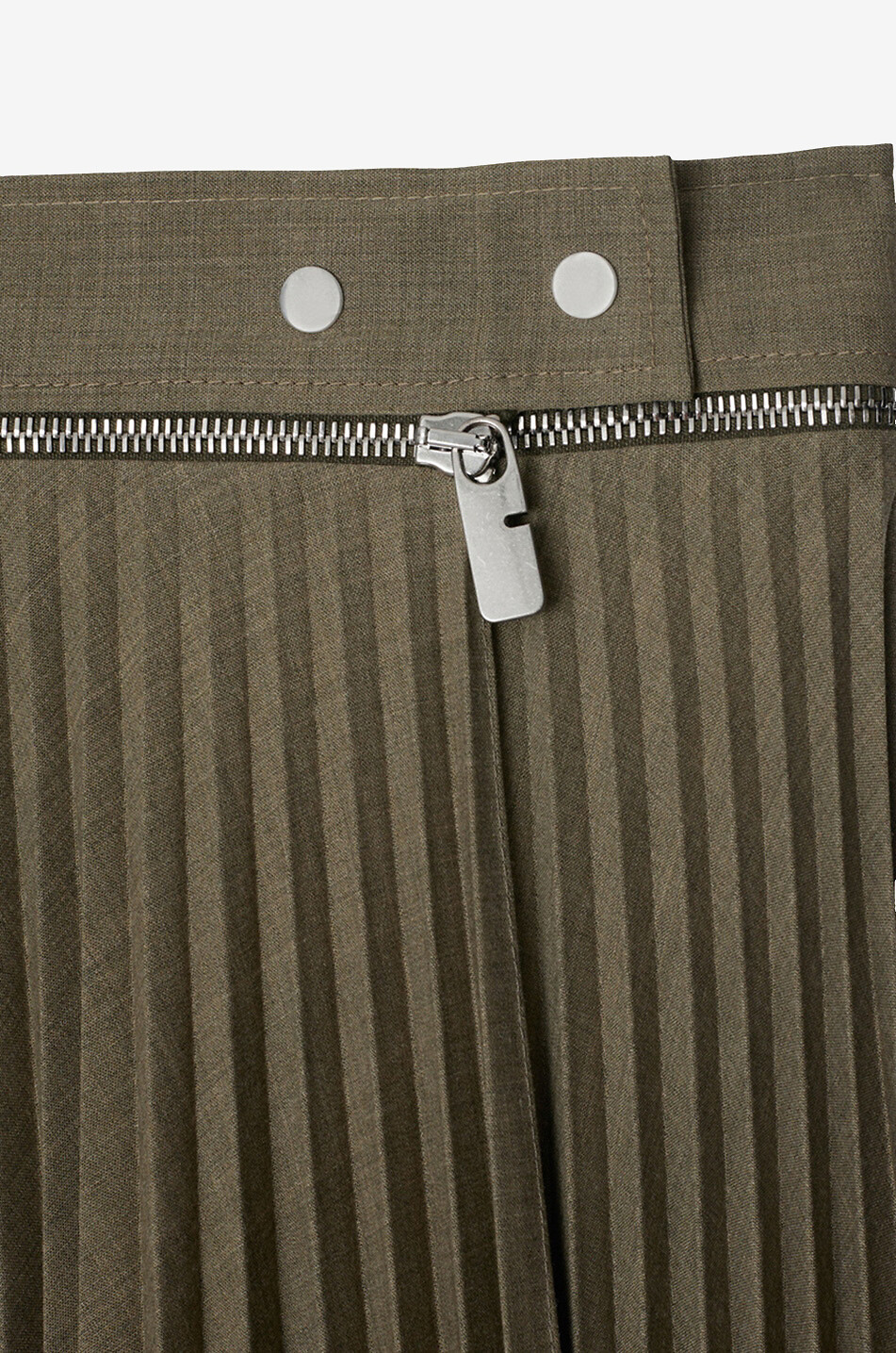 BURBERRY Jupe midi portefeuille zippée plissée en laine Femme KAKI CLAIR 6