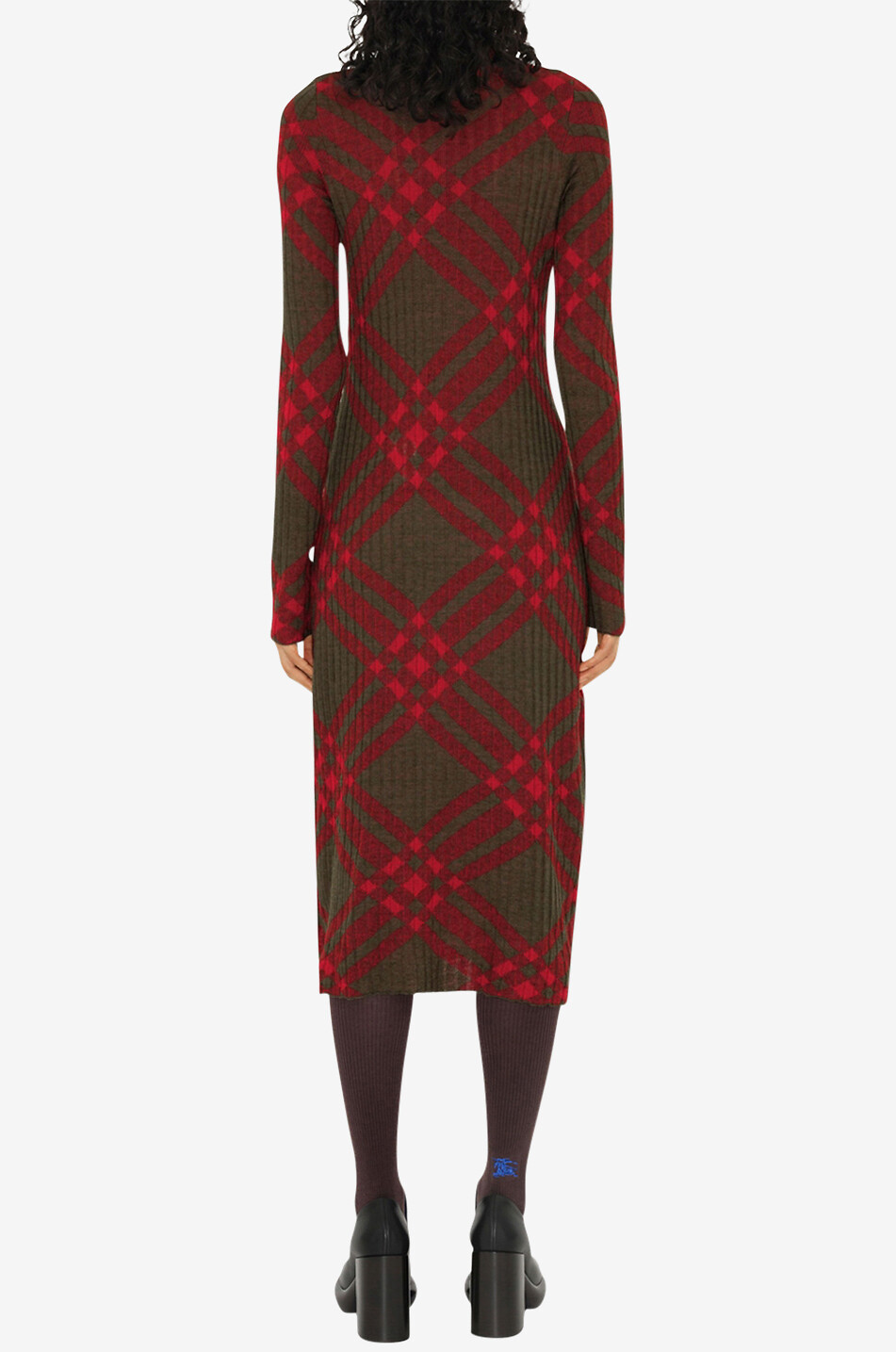 Midilanges Jacquardstrickkleid Loch Check