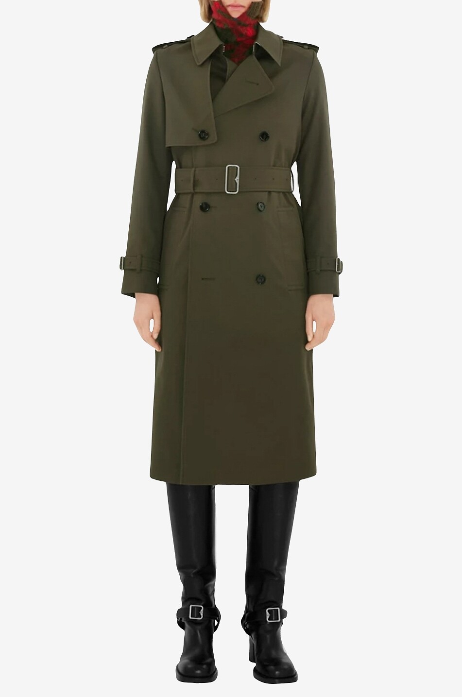 BURBERRY Langer Trenchcoat aus Baumwollmix-Gabardine Damen DUNKLES KHAKI 3