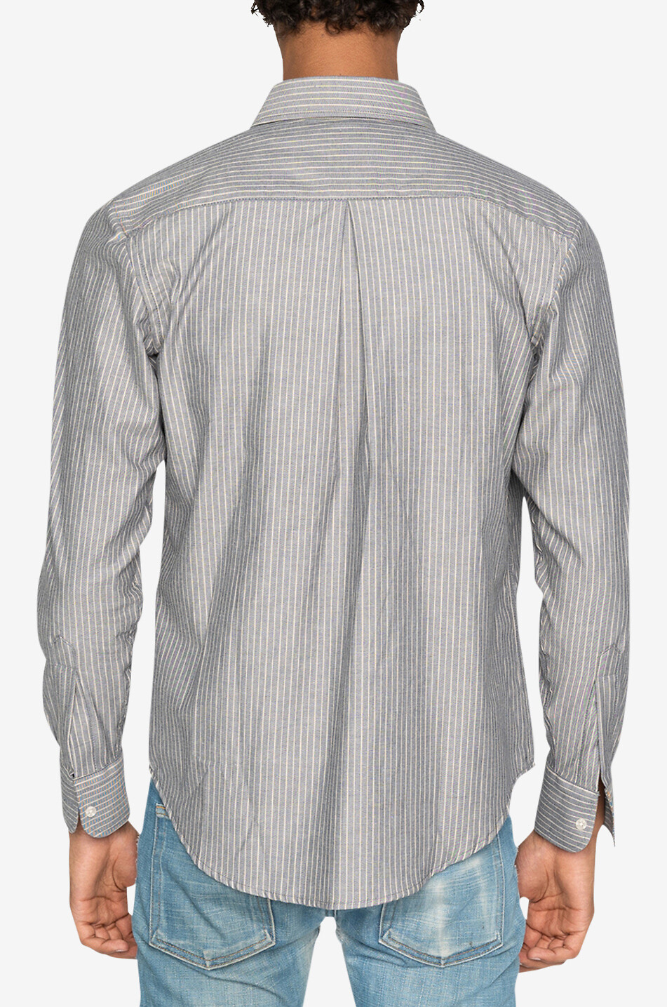 NAKED & FAMOUS DENIM Gestreiftes Twillhemd Easy Shirt Herren DUNKELBLAU 4