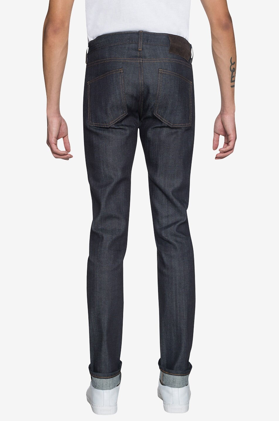 NAKED & FAMOUS DENIM Jean slim brut en coton et cachemire Super Guy Homme BLEU FONCE 4
