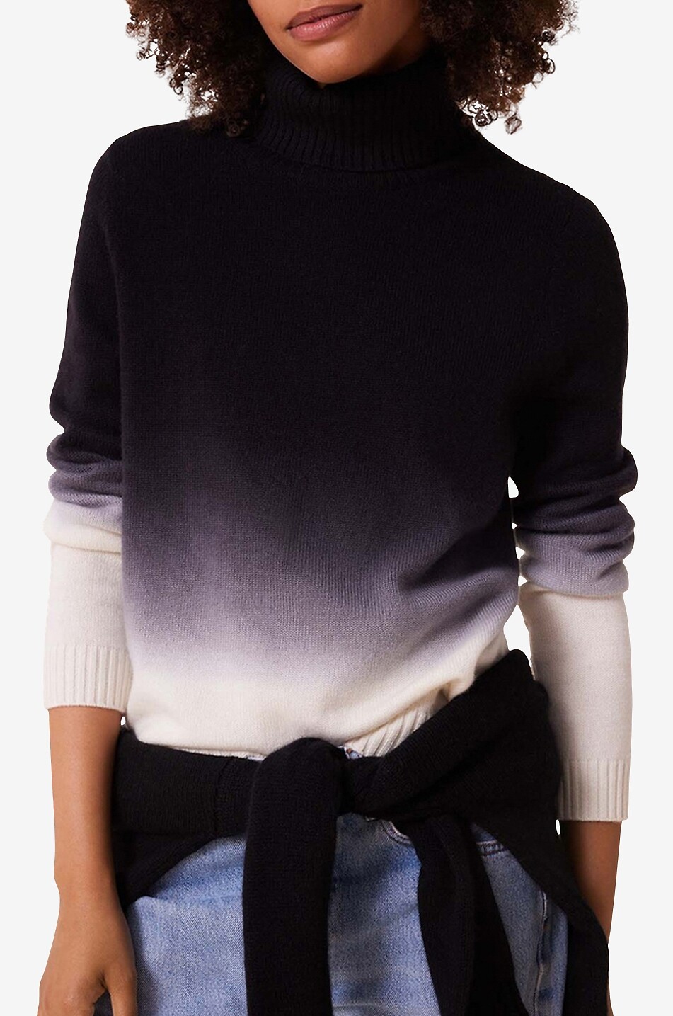 KUJTEN Pull à col roulé en cachemire Mochi Dip Dye Femme NOIR 4