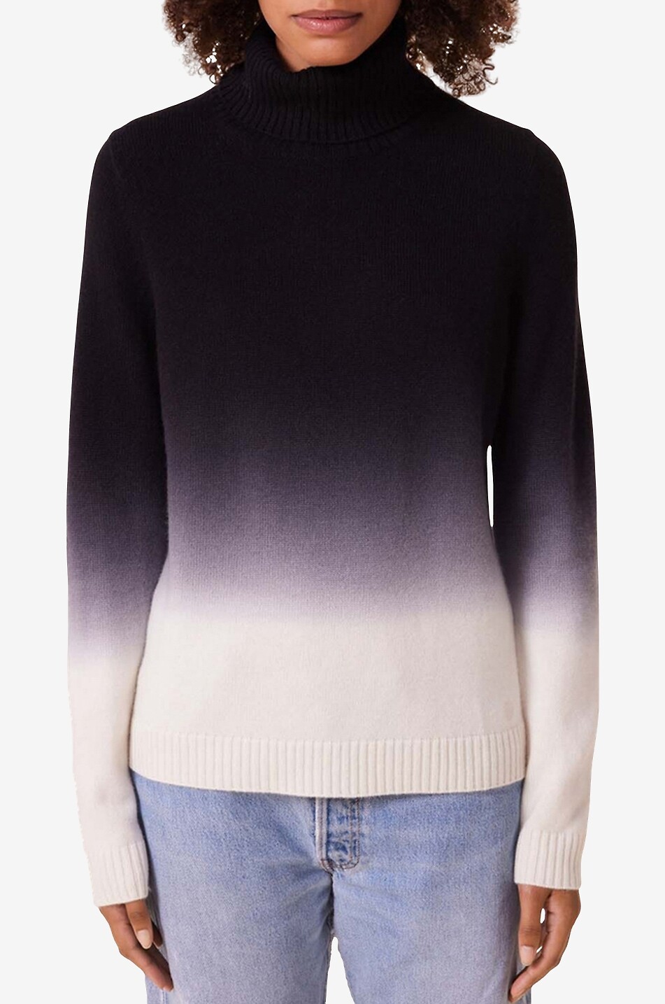 KUJTEN Pull à col roulé en cachemire Mochi Dip Dye Femme NOIR 2