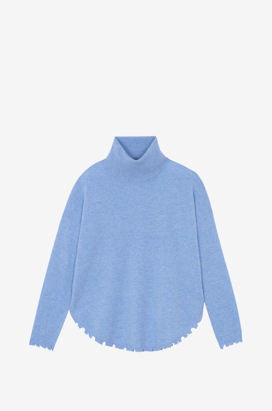 KUJTEN Pull ample à col roulé et bord effiloché en cachemire Mavis Femme BLEU 1