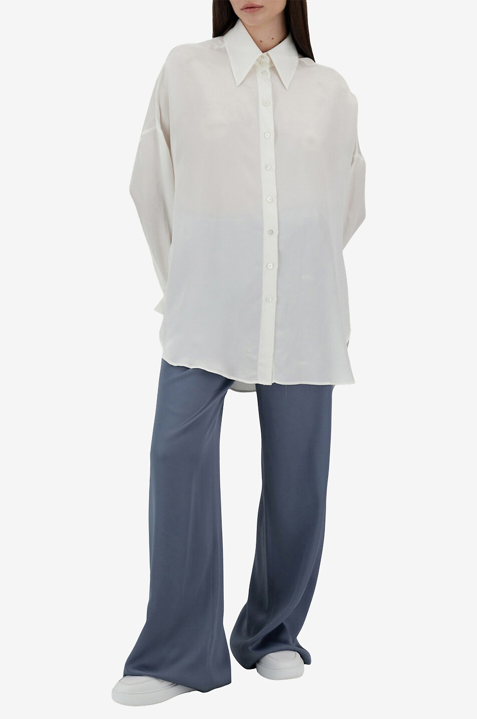 HERNO Chemise oversize satinée Resort Ever Femme BLANC CASSE 4
